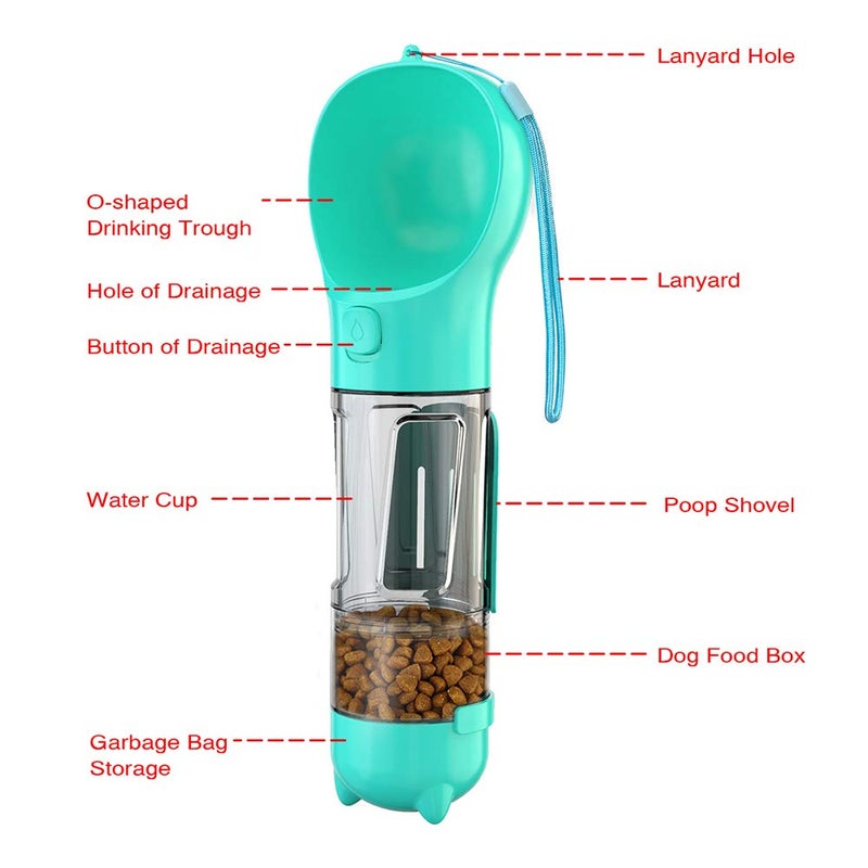 Zerodise3g4ndpuys BL Dog Water Bottle Travel Bowl 300ml Leakproof Portable Feeder - Image 4