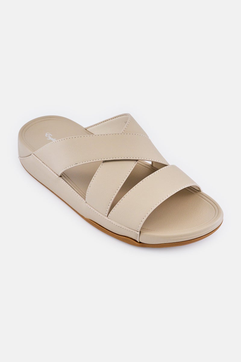English Laundry Men Slip On Arabic Sandals, Beige - Image 1