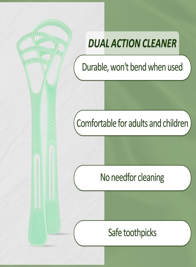 Fecawd 100 Counts Disposable Tongue Scraper with Dental Picks, Plastic Tongue Scrubber,BPA Free Tongue Cleaner Scrapers, Reduce Bad Breath and Fresh Breath(Green - Image 2