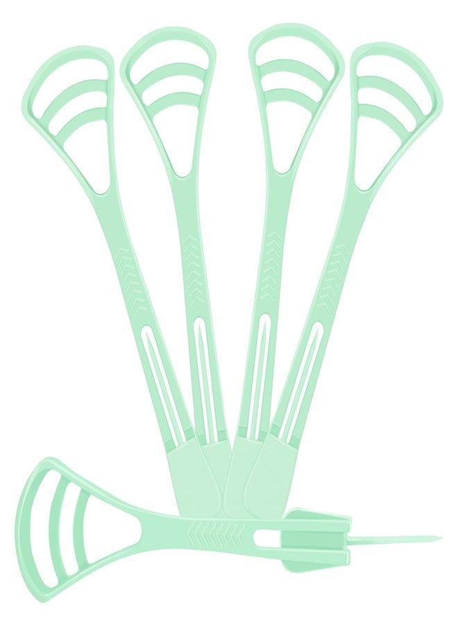 Fecawd 100 Counts Disposable Tongue Scraper with Dental Picks, Plastic Tongue Scrubber,BPA Free Tongue Cleaner Scrapers, Reduce Bad Breath and Fresh Breath(Green - Image 1