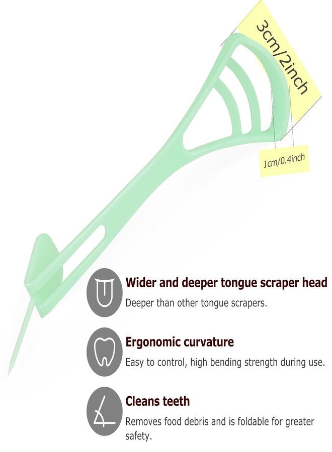 Fecawd 100 Counts Disposable Tongue Scraper with Dental Picks, Plastic Tongue Scrubber,BPA Free Tongue Cleaner Scrapers, Reduce Bad Breath and Fresh Breath(Green - Image 3