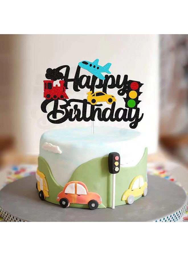 RS Transportations Cake Topper Happy Birthday Sign Cake Decorations for Transportation Themed Party Cake Decorating - Image 3