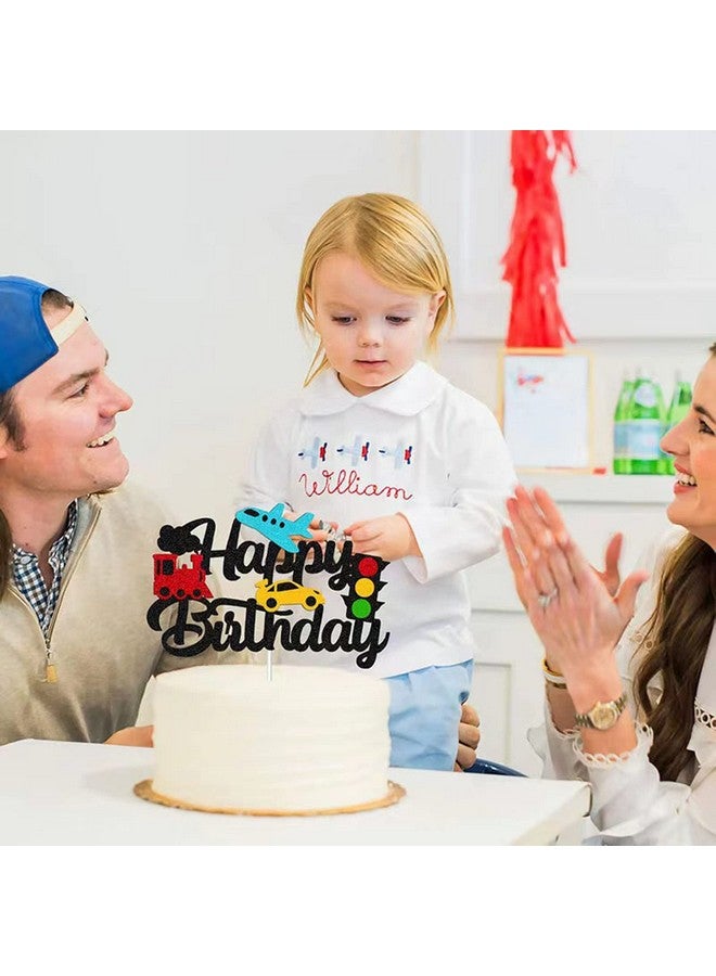 RS Transportations Cake Topper Happy Birthday Sign Cake Decorations for Transportation Themed Party Cake Decorating - Image 4