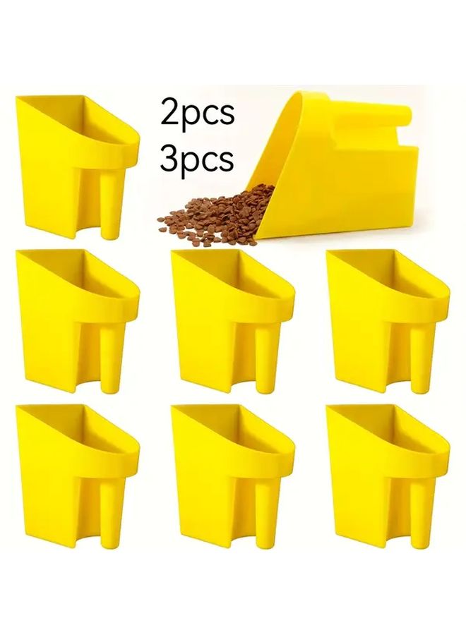 2pcs Heavy Duty Plastic Feed Scoops Ergonomic Handle Stackable Design Durable Polypropylene Yellow Grain Scoop For Horse Stables Chicken Coops Livestock Farm Use - Image 2