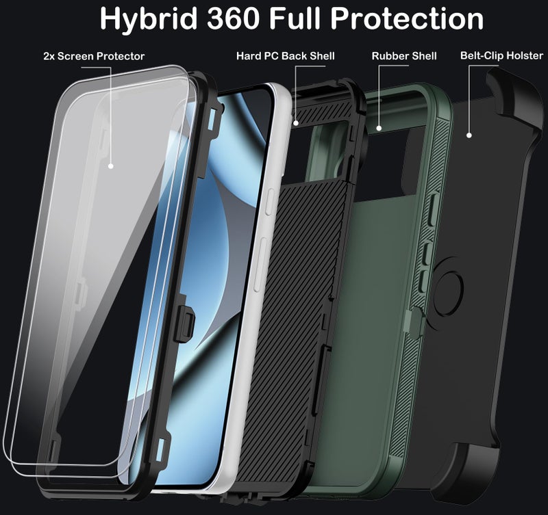 KECAI for Google Pixel 10 Pro XL Case with Belt Clip Holster,2x Screen Protectors,Heavy Duty Shockproof Drop Protection Bumper Military Grade Full Body Non Slip Rugged Durable Phone Cover with Kickstand - Image 3