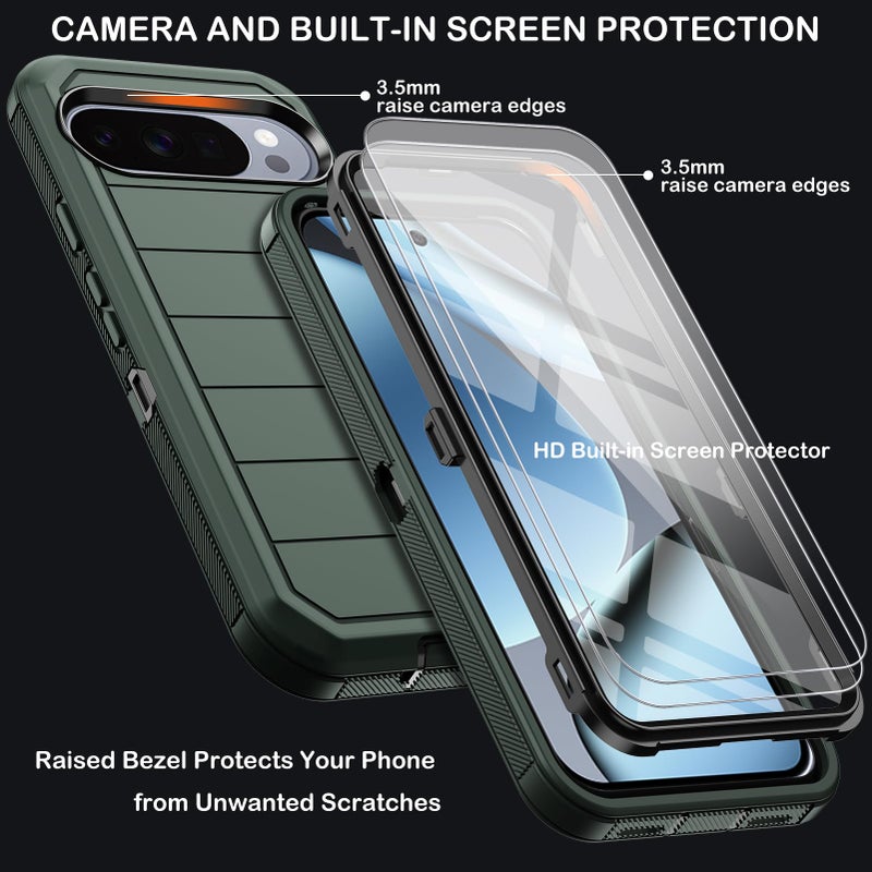 KECAI for Google Pixel 10 Pro XL Case with Belt Clip Holster,2x Screen Protectors,Heavy Duty Shockproof Drop Protection Bumper Military Grade Full Body Non Slip Rugged Durable Phone Cover with Kickstand - Image 2