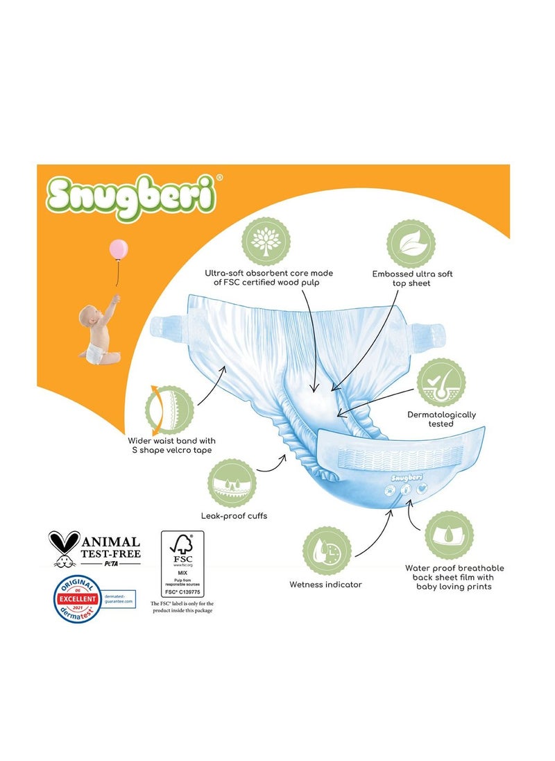 Snugberi - Premium Eco-Friendly Chlorine Free Feather Soft Printed Diapers Made Of Natural Wood Pulp With Wetness Indicator Size 4 Large 7-12 Kg - Mega Pack 60'S - Image 1