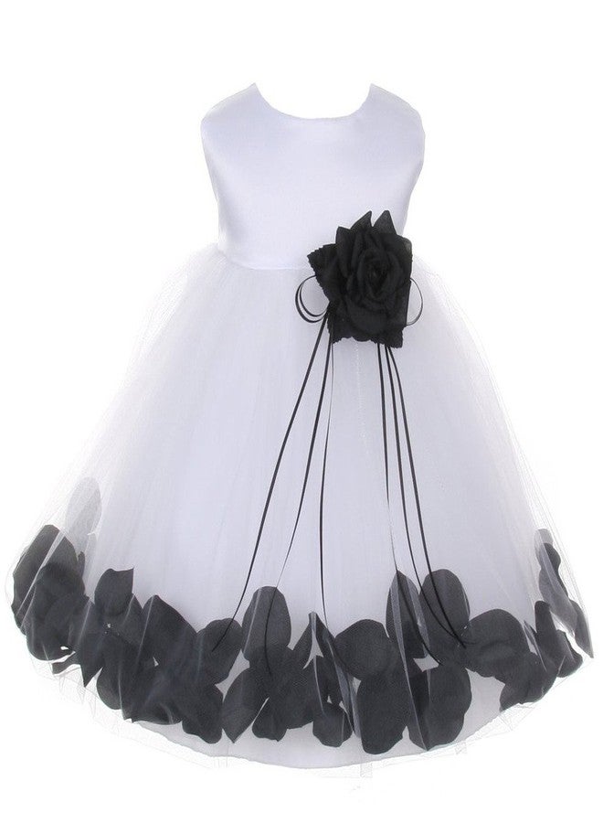 iGirlDress Baby Girls Satin Bodice Flower Pageant Petal Dress Infant 24mos White/Black - Image 1