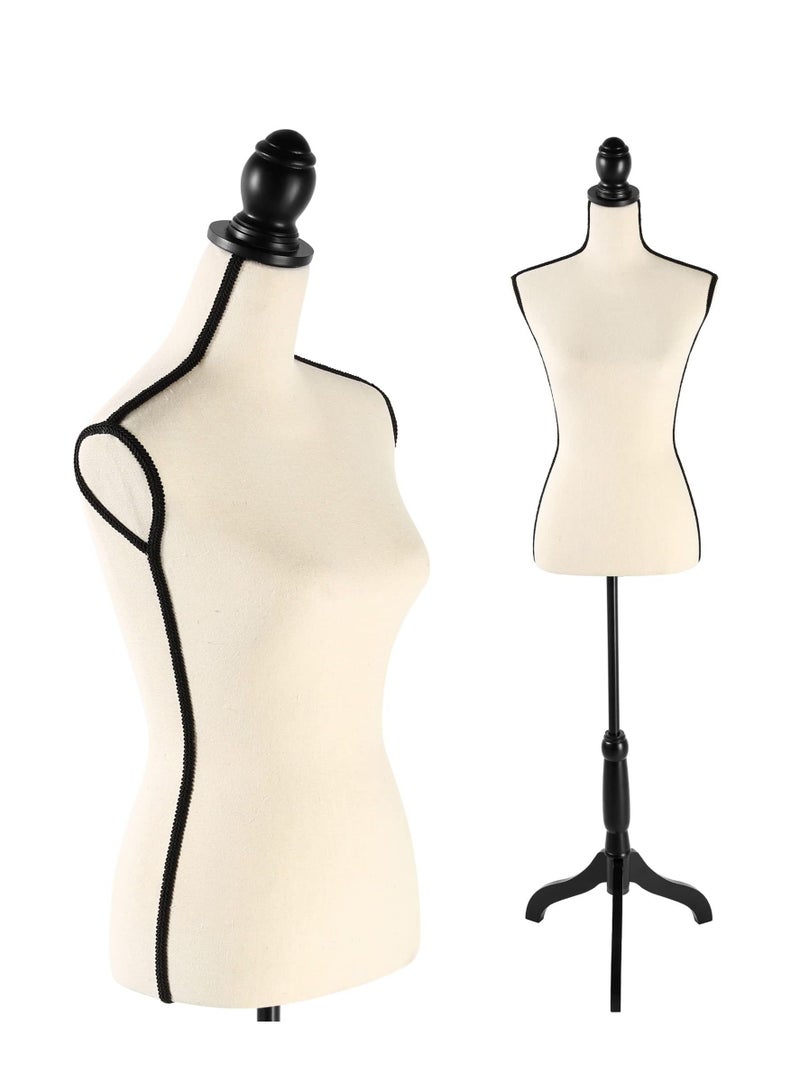 Arabest Female Dress Form Mannequin Torso Adjustable Height Mannequin Body with Tripod Stand for Clothing Dress Jewelry Display, Beige - Image 1