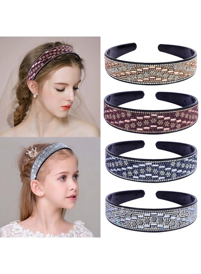Cutewing 4Pcs Fashion Rhinestone Headbands For Women Crystal Bling Headband Teeth Comb Hairbands Non Slip Hair Hoop Hair Accessories For Girls Ladies - Image 2