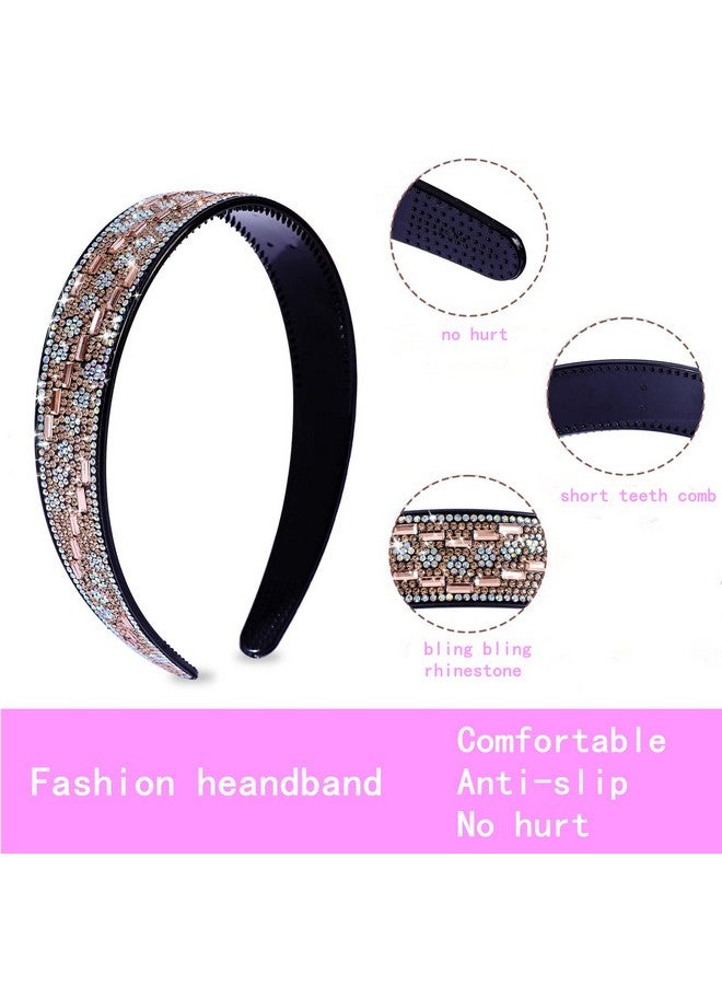 Cutewing 4Pcs Fashion Rhinestone Headbands For Women Crystal Bling Headband Teeth Comb Hairbands Non Slip Hair Hoop Hair Accessories For Girls Ladies - Image 3