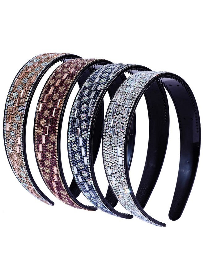 Cutewing 4Pcs Fashion Rhinestone Headbands For Women Crystal Bling Headband Teeth Comb Hairbands Non Slip Hair Hoop Hair Accessories For Girls Ladies - Image 1