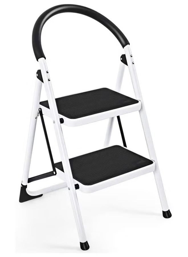 ALSAHAH White multi-purpose metal ladder with two steps - Image 1