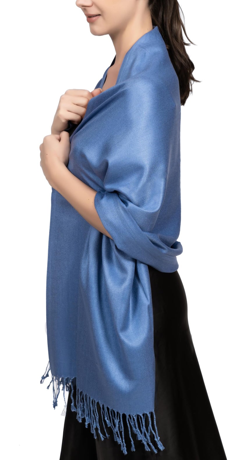 Achillea Soft Silky Pashmina Scarf for Women – Shawl Wrap for Evening Dresses, Bridesmaids, Weddings & Everyday Wear (Cornflower blue) - Image 1