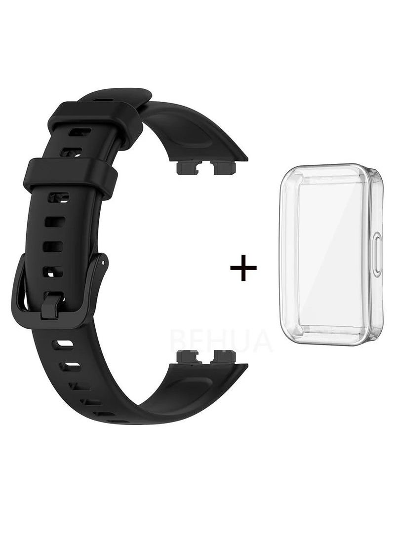 HW Silicone Watchband For Huawei Band 8 Huawei Band 9 Strap SmartWatch WristbandBracelet Wriststrap Sport Replacement，Transparent Protective Shell  - Image 1