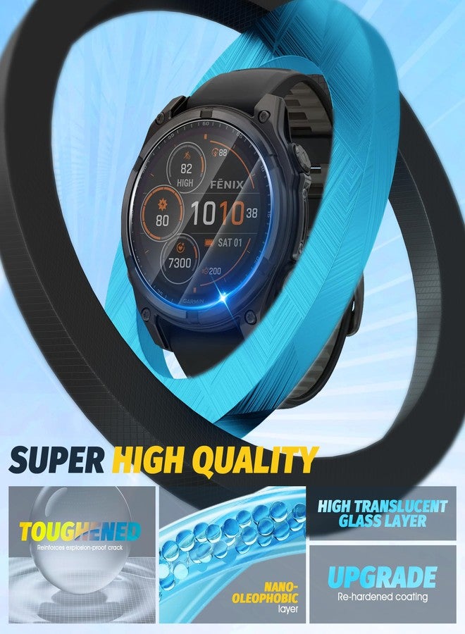 Orzero (4 Pack) Watch Screen Protector Compatible for GRMN Fenix 8 Solar 47mm/GRMN Fenix E 47mm, Tempered Glass 9 Hardness HD Anti-Scratch Bubble Free - Image 4