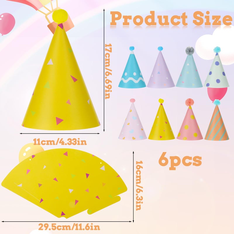 Zelphvt 8PCS Mini Birthday Hats for Stuffed Animals Dog Cat Party Hats with Pom Poms Cute Small Stuffed Animal Birthday Party Hat for Kittens Rabbits, Small Dogs - Image 2
