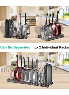Generic Expandable Pot and Pan Organizer for Cabinet with 10 Dividers, Adjustable Pots and Pans Organizer Rack Pan Lid Cookware Bakeware Baking Storage Holder for Kitchen Countertop Pantry -Bronze 30x19x19 cm  - Image 2