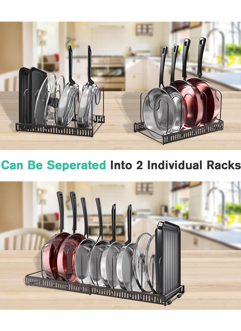 Generic - Expandable Pot and Pan Organizer for Cabinet with 10 Dividers, Adjustable Pots and Pans Organizer Rack Pan Lid Cookware Bakeware Baking Storage Holder for Kitchen Countertop Pantry -Bronze 30x19x19 cm - Image 1