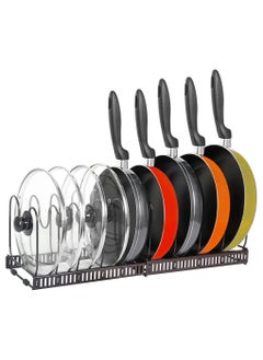 Generic Expandable Pot and Pan Organizer for Cabinet with 10 Dividers, Adjustable Pots and Pans Organizer Rack Pan Lid Cookware Bakeware Baking Storage Holder for Kitchen Countertop Pantry -Bronze 30x19x19 cm  - Image 1