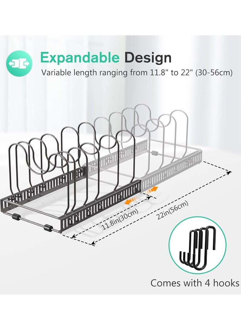 Generic - Expandable Pot and Pan Organizer for Cabinet with 10 Dividers, Adjustable Pots and Pans Organizer Rack Pan Lid Cookware Bakeware Baking Storage Holder for Kitchen Countertop Pantry -Bronze 30x19x19 cm - Image 1