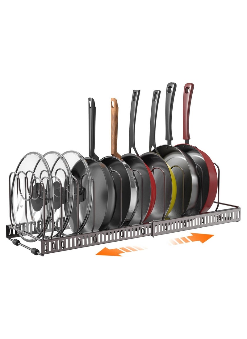 Generic - Expandable Pot and Pan Organizer for Cabinet with 10 Dividers, Adjustable Pots and Pans Organizer Rack Pan Lid Cookware Bakeware Baking Storage Holder for Kitchen Countertop Pantry -Bronze 30x19x19 cm - Image 1