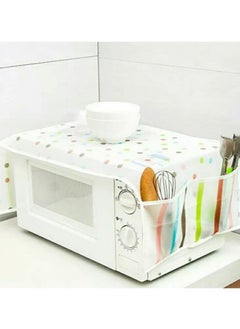 Waterproof Microwave Cover Sharp - Microwave Cover - Microwave Protective Case for Dust, Oil and Water Protection, Home Organizer and Storage Bag for Microwave and Oven Protection in Home and Kitchen - Dust, Water and Oil Resistant Microwave Oven Cover with Organizer Pockets for Storing Spoons and Forks - Size 35*85cm - Multicolor (Random Color Comes)