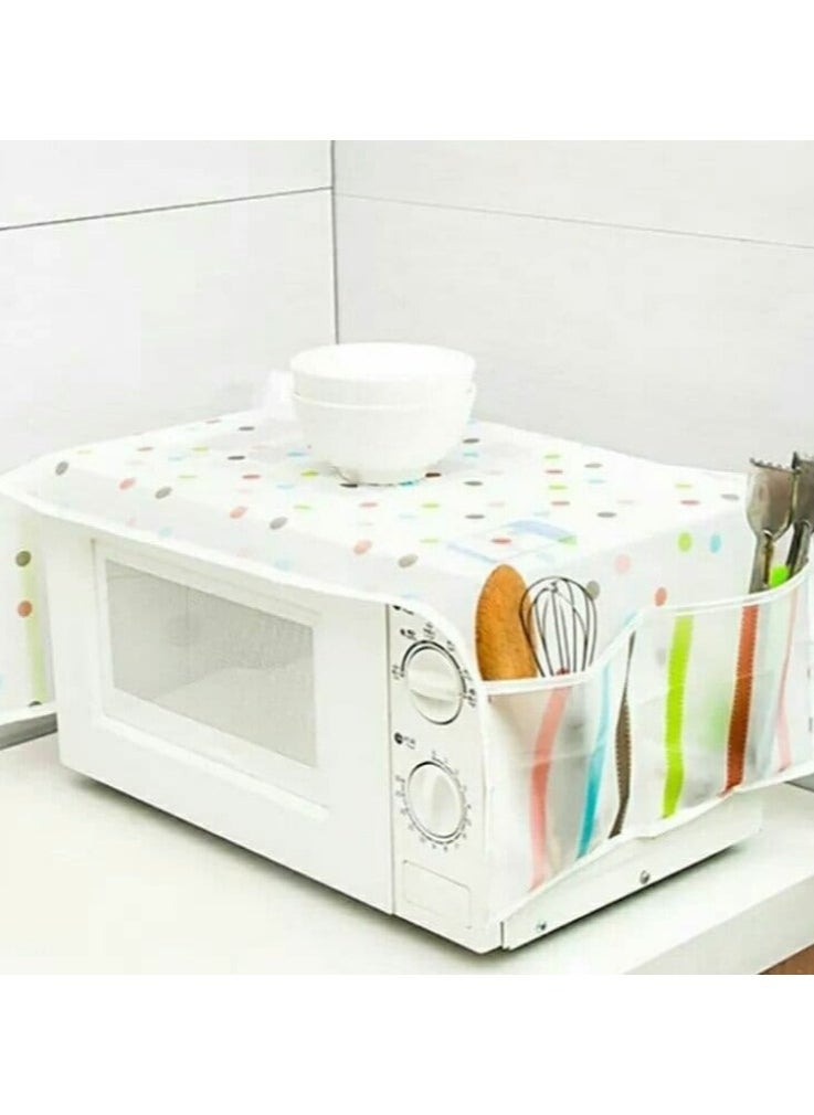 Generic - Waterproof Microwave Cover Sharp - Microwave Cover - Microwave Protective Case for Dust, Oil and Water Protection, Home Organizer and Storage Bag for Microwave and Oven Protection in Home and Kitchen - Dust, Water and Oil Resistant Microwave Oven Cover with Organizer Pockets for Storing Spoons and Forks - Size 35*85cm - Multicolor (Random Color Comes) - Image 1