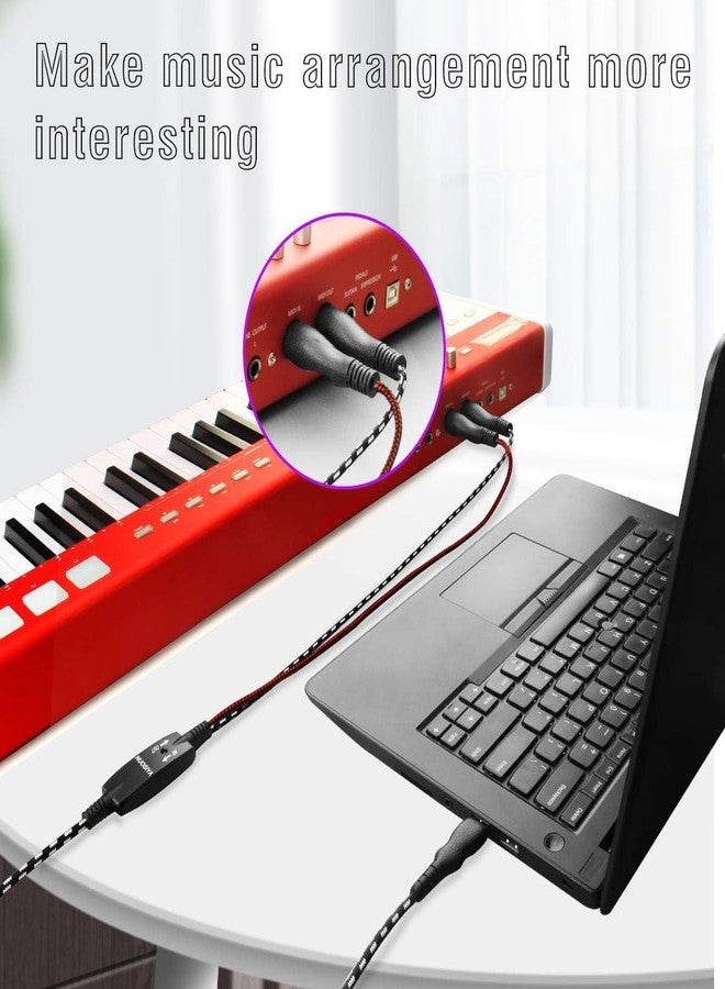 NUOSIYA MIDI Cable, MIDI to USB Interface Cable 4.5FT,MIDI Interface in-Out to USB Cord Adapter with Indicator for Piano Keyboard to PC Mac Laptop,Arranger Keyboard Tool - Image 3