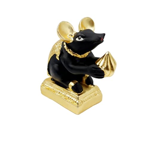 ARNAVIRA Gold Plated Mushak Idol for Ganpati Pooja Ganeshji Mooshak Mouse Mushakraj (Black) - Image 4