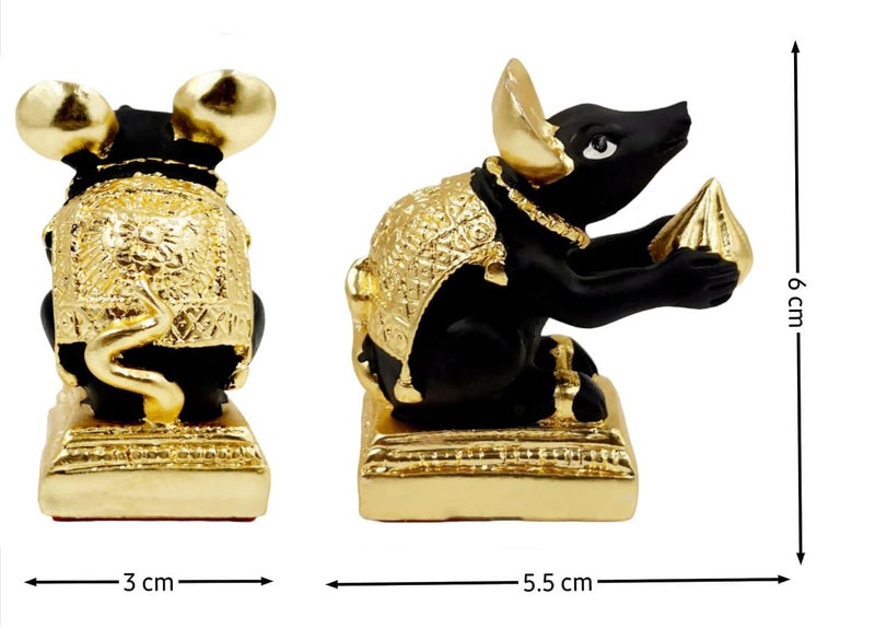 ARNAVIRA Gold Plated Mushak Idol for Ganpati Pooja Ganeshji Mooshak Mouse Mushakraj (Black) - Image 3