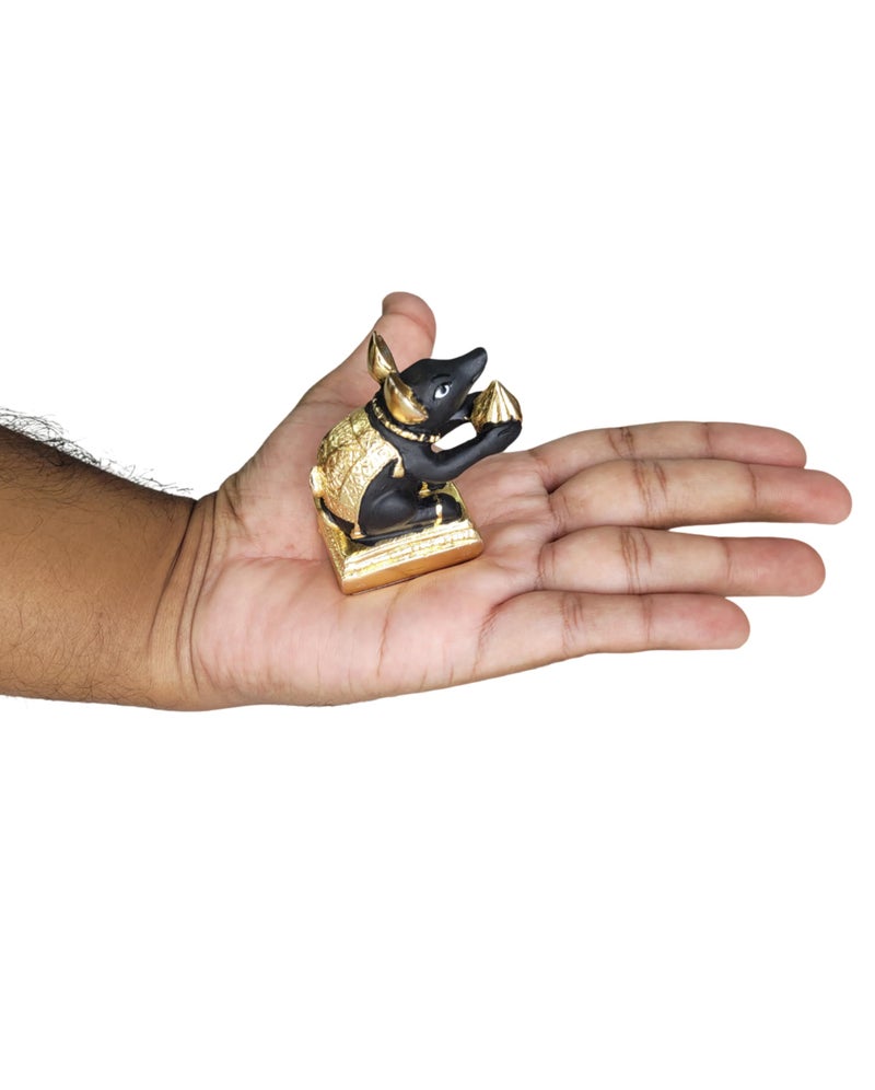 ARNAVIRA Gold Plated Mushak Idol for Ganpati Pooja Ganeshji Mooshak Mouse Mushakraj (Black) - Image 5