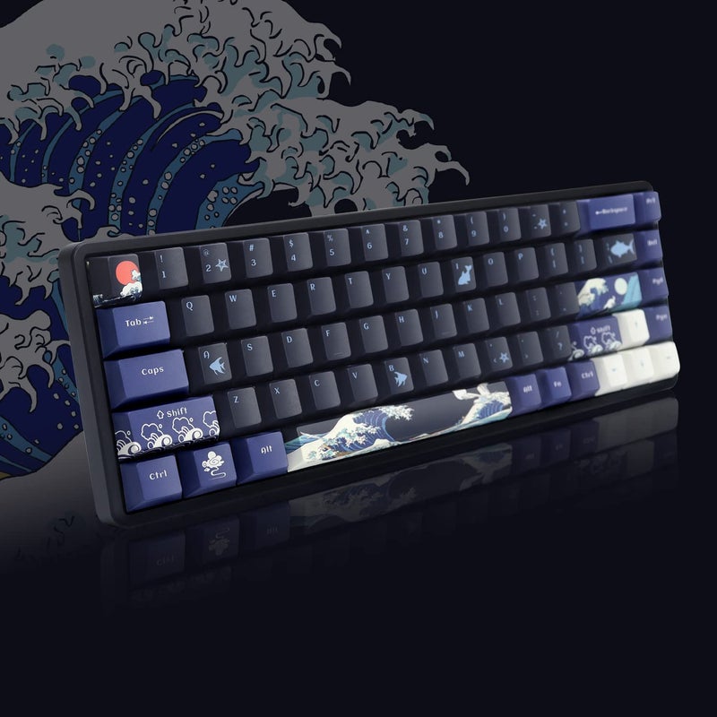 SDYZ أغطية مفاتيح XVX PBT بنسبة 60٪، موجة عظيمة من كاناغاوا أغطية مفاتيح يابانية، مجموعة أغطية مفاتيح مخصصة بتقنية DYE-Sub، أغطية مفاتيح بروفايل شيري لمفاتيح Cherry Gateron MX الميكانيكية 61/64/66/68، مجموعة 78 مفتاح - Image 5