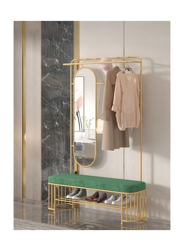 مسند قدم متعدد الوظائف، حامل أحذية منزلي، مقعد مزدوج، حامل معاطف، مرآة، مناسب لغرفة المعيشة، الشرفة، الممر، الزاوية - Image 2