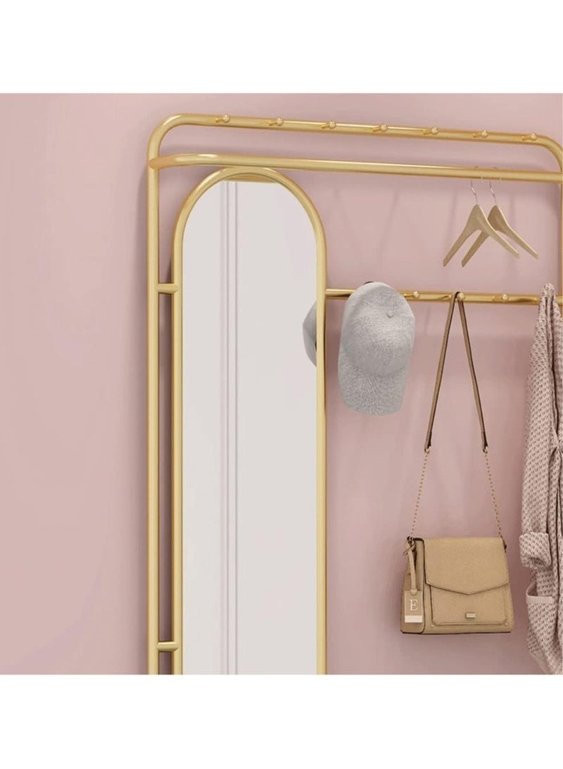 مسند قدم متعدد الوظائف، حامل أحذية منزلي، مقعد مزدوج، حامل معاطف، مرآة، مناسب لغرفة المعيشة، الشرفة، الممر، الزاوية - Image 4