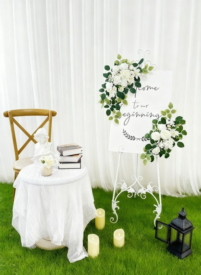 Odouzy Pack of 2 Wedding Arch, Artificial Flowers, Wedding Decor，Flower Garland Be Suited to Banquet, Party, Reception Entrance Welcome Sign and Background Decoration (White) - Image 2
