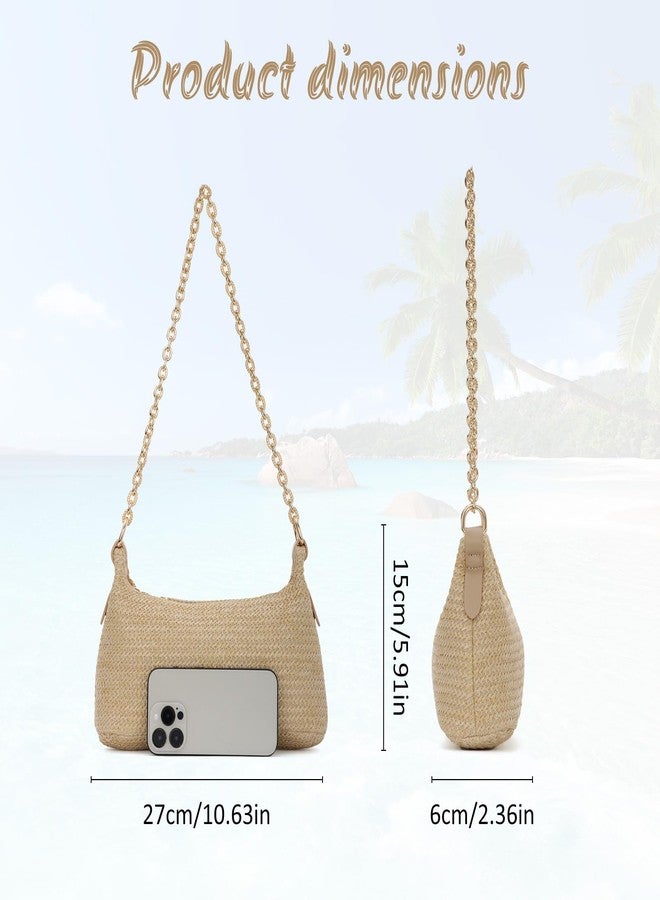 Fecialy Women Straw Shoulder Bag Woven Tote Handbag Summer Beach Bag VacationTravel Purse - Image 2