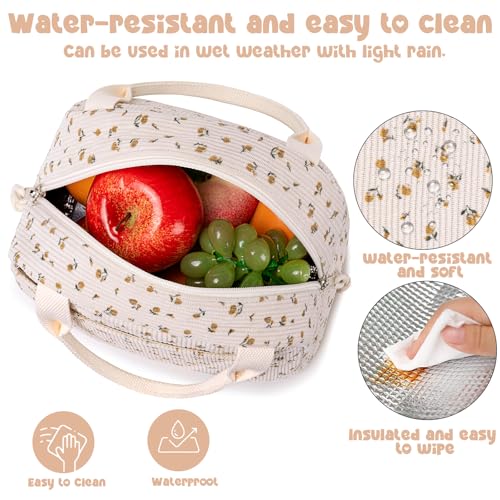 Bluboon Lunch Bag for Women Men Cute Corduroy Lunch Tote Bags Reusable Insulated Lunch Box Large Capacity Reusable Insulated Cooler for Work Picnic or Travel - Image 4