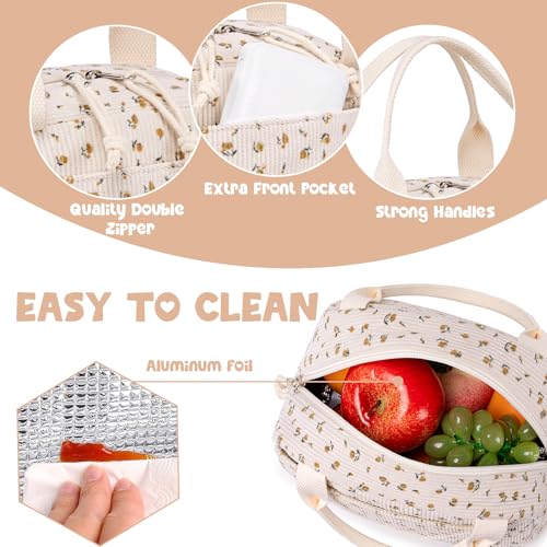 Bluboon Lunch Bag for Women Men Cute Corduroy Lunch Tote Bags Reusable Insulated Lunch Box Large Capacity Reusable Insulated Cooler for Work Picnic or Travel - Image 3