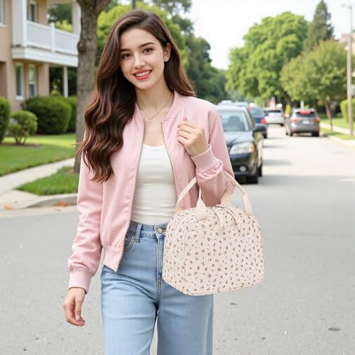Bluboon Lunch Bag for Women Men Cute Corduroy Lunch Tote Bags Reusable Insulated Lunch Box Large Capacity Reusable Insulated Cooler for Work Picnic or Travel - Image 5