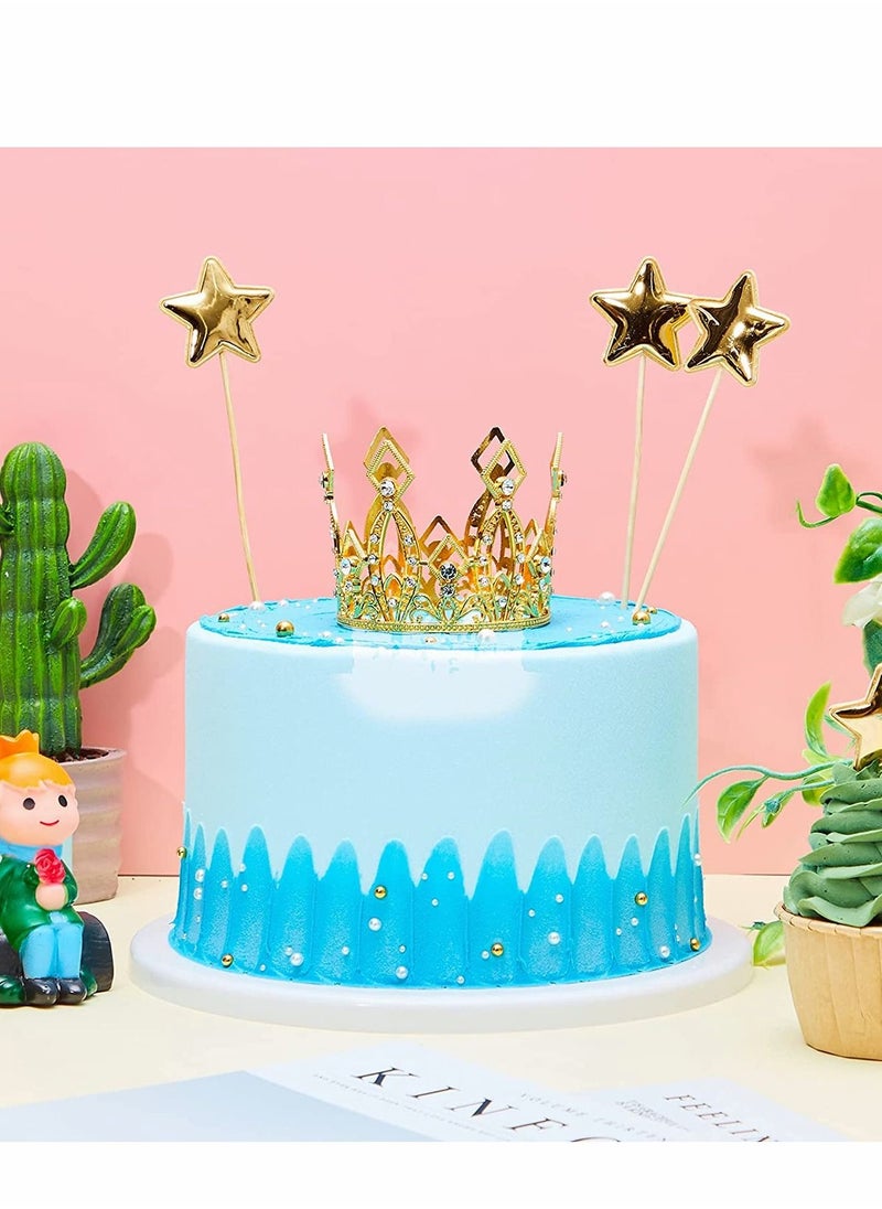 SYOSI Mini Crown Cake Topper Crystal Pearl Tiara, for Birthday Party Wedding Baby Shower Birthday Decoration for Boys & Girls, 4Pcs  - Image 3