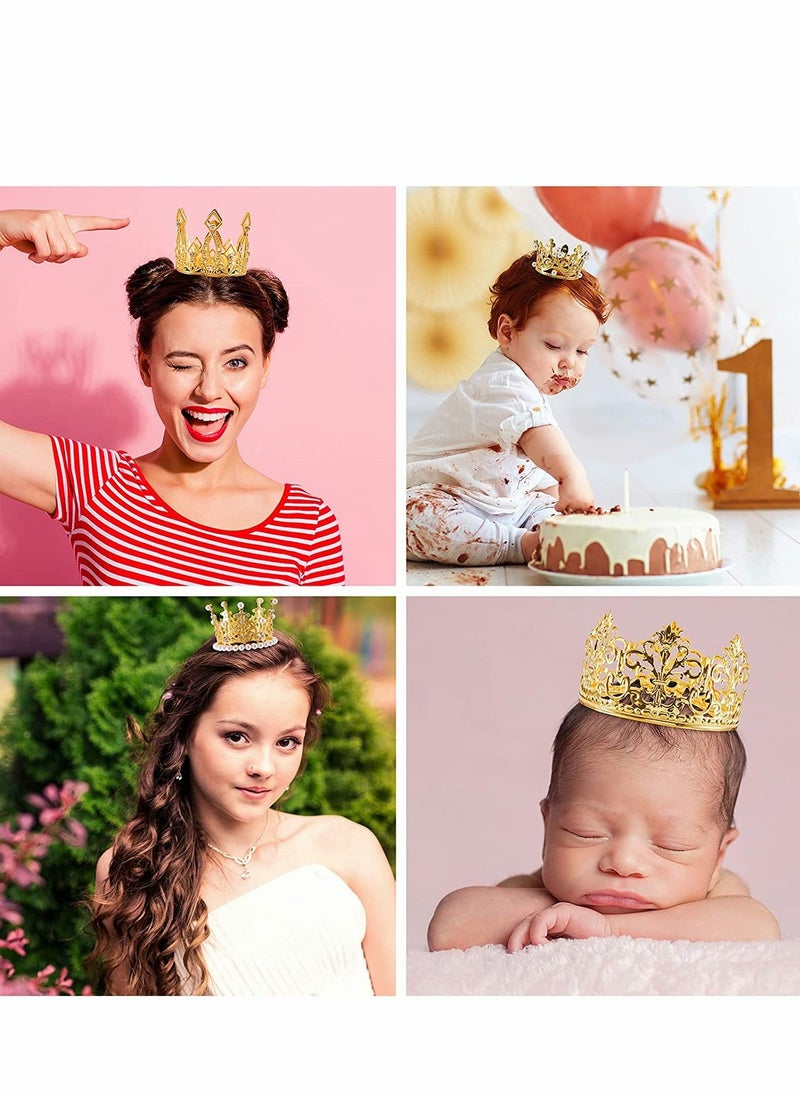 SYOSI Mini Crown Cake Topper Crystal Pearl Tiara, for Birthday Party Wedding Baby Shower Birthday Decoration for Boys & Girls, 4Pcs  - Image 4