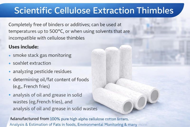 LABART Scientific Cellulose Extraction Thimble, 28mm x 100mm (Pack of 25) - Image 3
