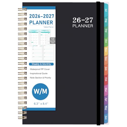 Tersus Planner 2026-2027 - Academic Planner 2026-2027, Jul. 2026 - Jun. 2027, 6.3'' x 8.4'', Weekly and Monthly Planner 26-27 with Back Pocket, Transparent PP Cover, Colorful Monthly Tabs - Image 1