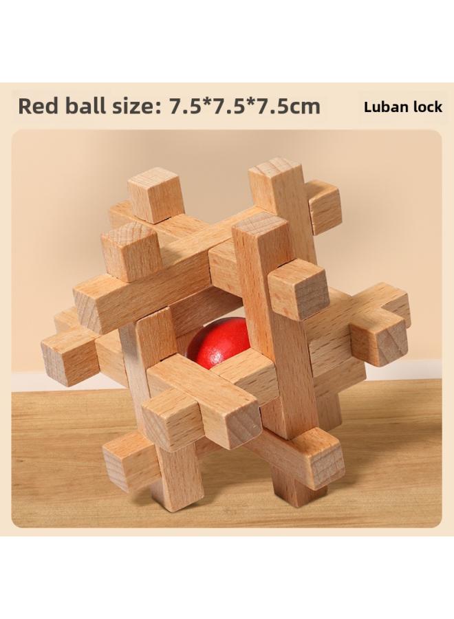 Kong Ming Lock Luban Lock Suit Intelligence Unlock Wooden Elementary School Students Hands-on Brain-moving Educational Toys Nine-piece Gift Box 