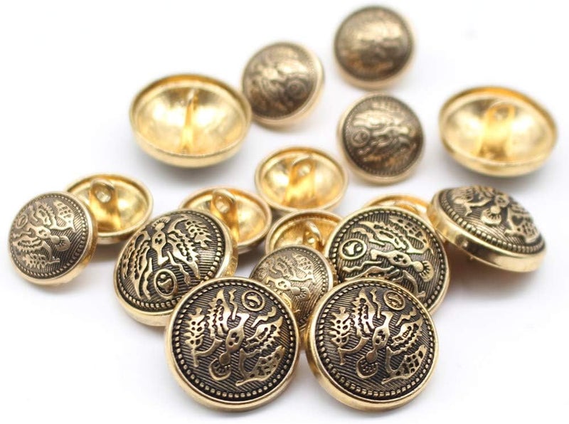YaHoGa 14pcs Antique Gold Blazer Buttons for Mens Suits Blazers Sport Coats 20mm 15mm Metal Shank Blazer Buttons Set for Sewing Coats Suits Blazers MB20050 - Image 2