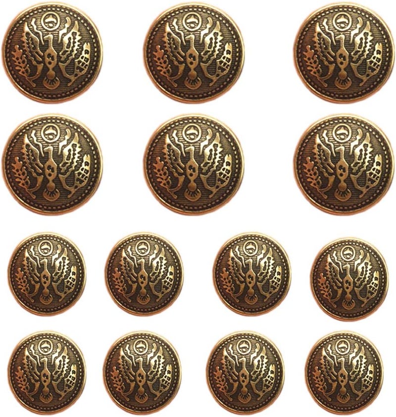 YaHoGa 14pcs Antique Gold Blazer Buttons for Mens Suits Blazers Sport Coats 20mm 15mm Metal Shank Blazer Buttons Set for Sewing Coats Suits Blazers MB20050 - Image 1