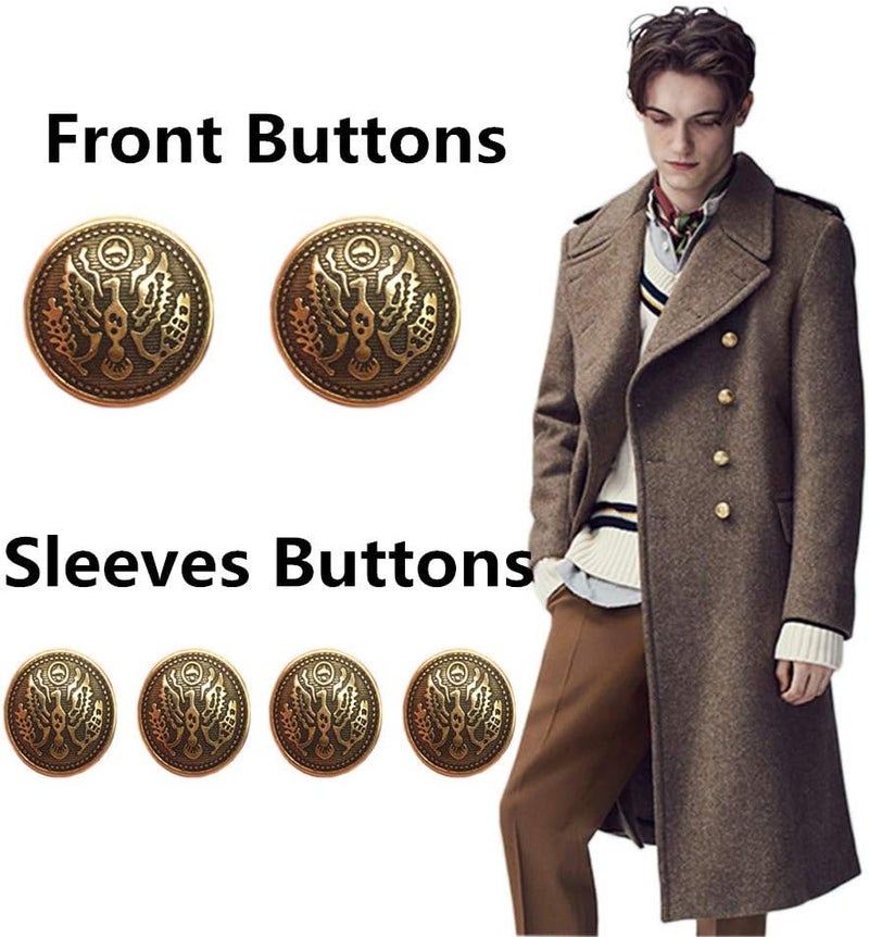 YaHoGa 14pcs Antique Gold Blazer Buttons for Mens Suits Blazers Sport Coats 20mm 15mm Metal Shank Blazer Buttons Set for Sewing Coats Suits Blazers MB20050 - Image 3