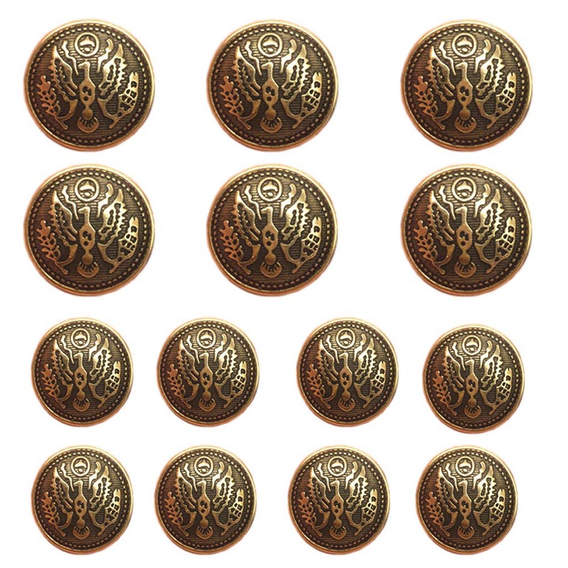 YaHoGa 14pcs Antique Gold Blazer Buttons for Mens Suits Blazers Sport Coats 20mm 15mm Metal Shank Blazer Buttons Set for Sewing Coats Suits Blazers MB20050 - Image 3