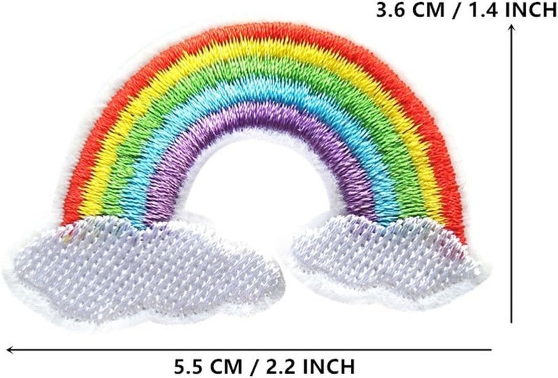 Daily Crafts Daily Crafts Pack of 5 pcs Candy Rainbow Patches Iron On DIY Embroidered Appliques Sew On Stickers for Clothing Garment Bags  - Image 4